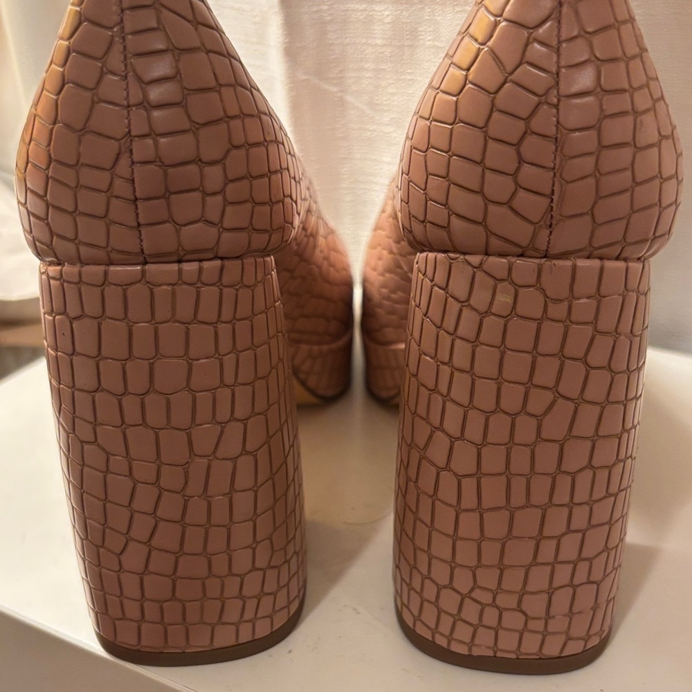 Katy Perry Collections Croc-Embossed Block Heels in Nude - Picture 4 of 6